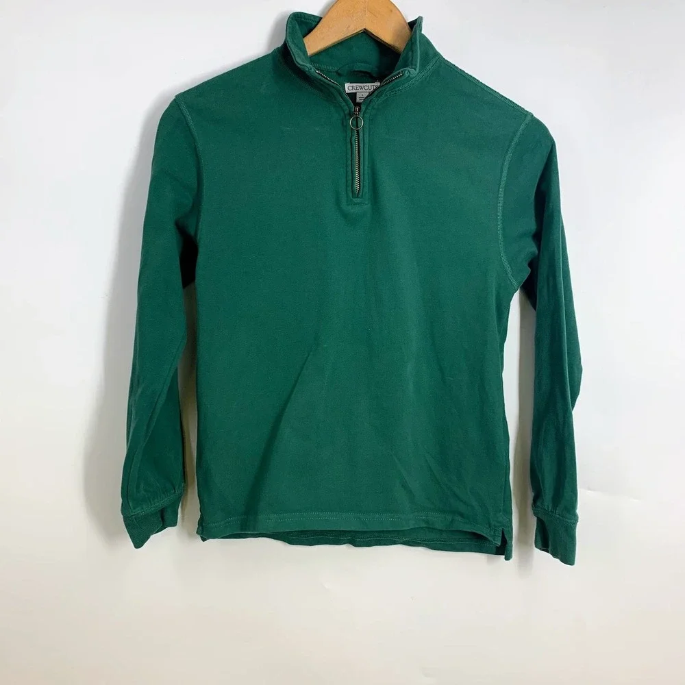 Crewcuts J.Crew‎ Kids Forest Green Quarter Zip Pullover Mock Neck Sweater Size L